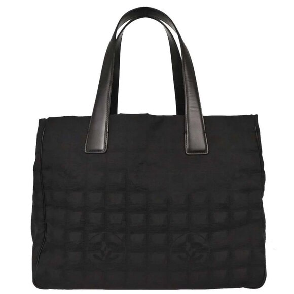 Chanel Black Jacquard Nylon Travel Line Tote Handbag - Picture 1 of 10